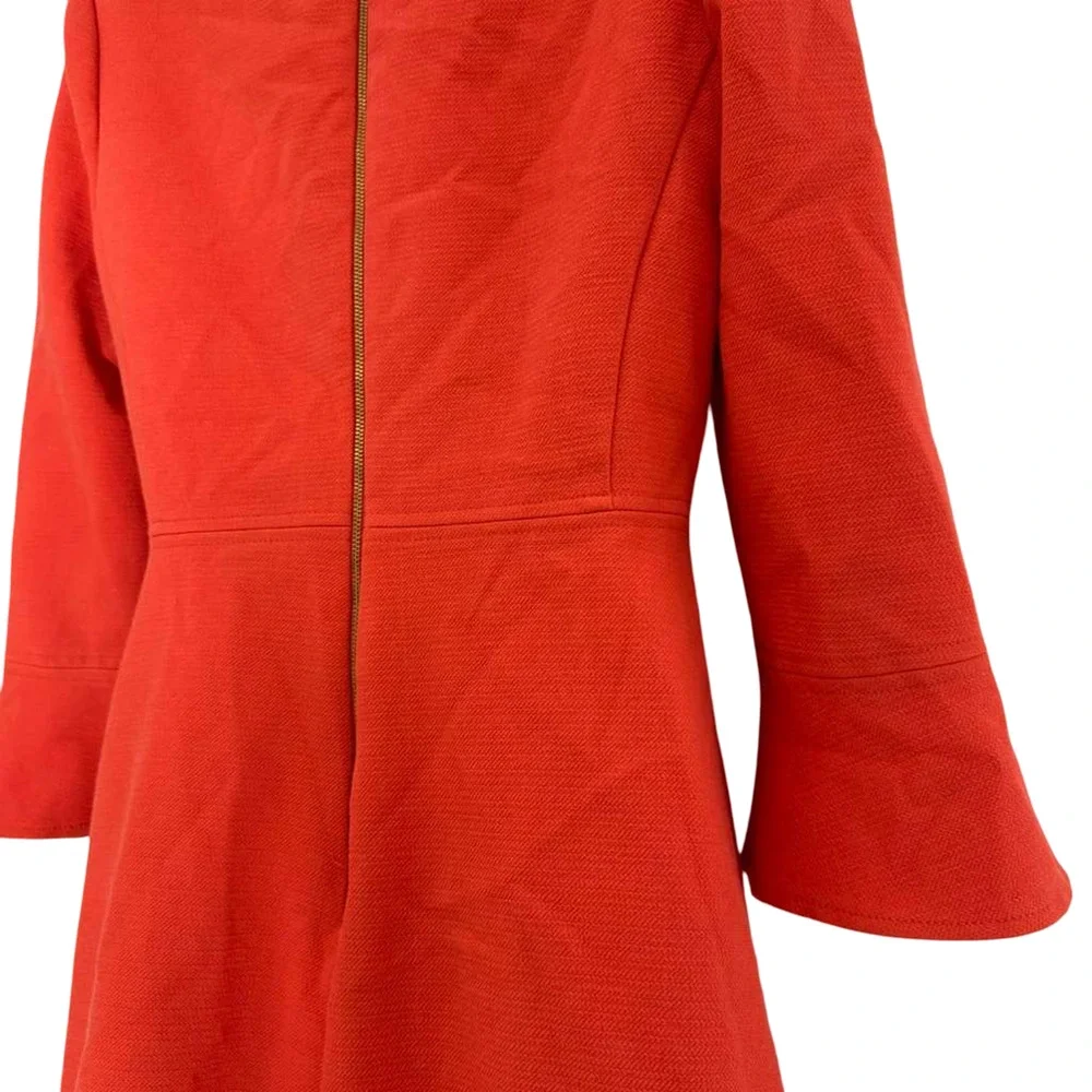 J Crew Womens Bell Sleeve Stretch Exposed Zipper Mini Dress Coral Pink sz 4